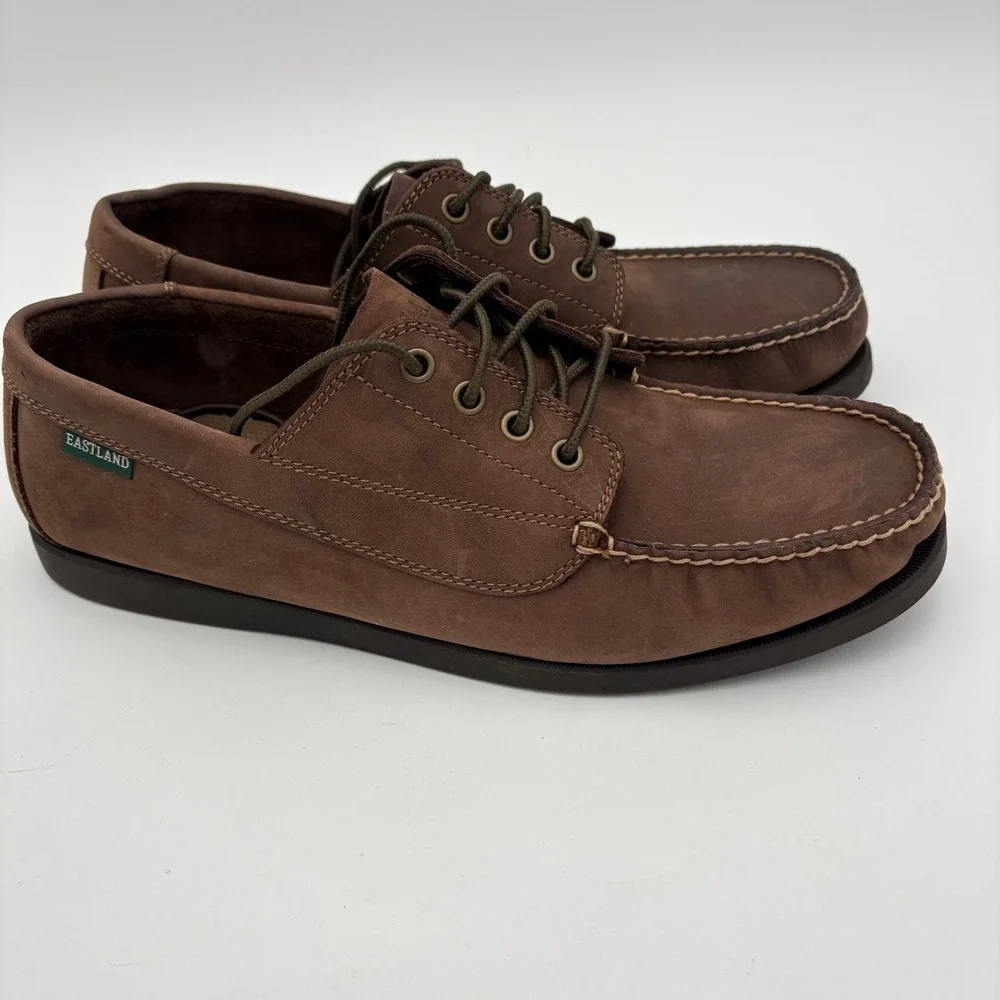 Eastland Mens Falmouth Bomber Brown Leather‎ Boat Shoes Size 12D